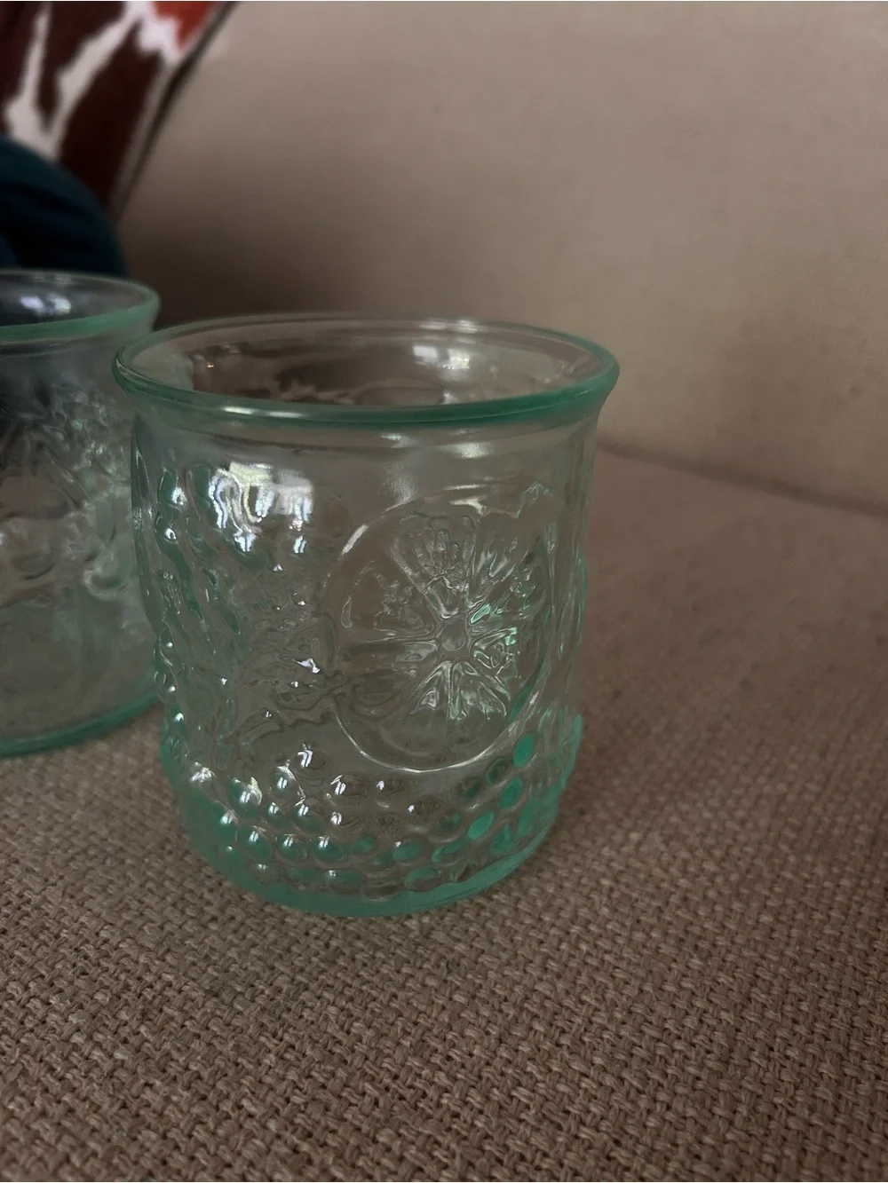 Amici Italian Green Frutta 12oz Glasses Set of 2 Kitchen Summer Drinking Cups